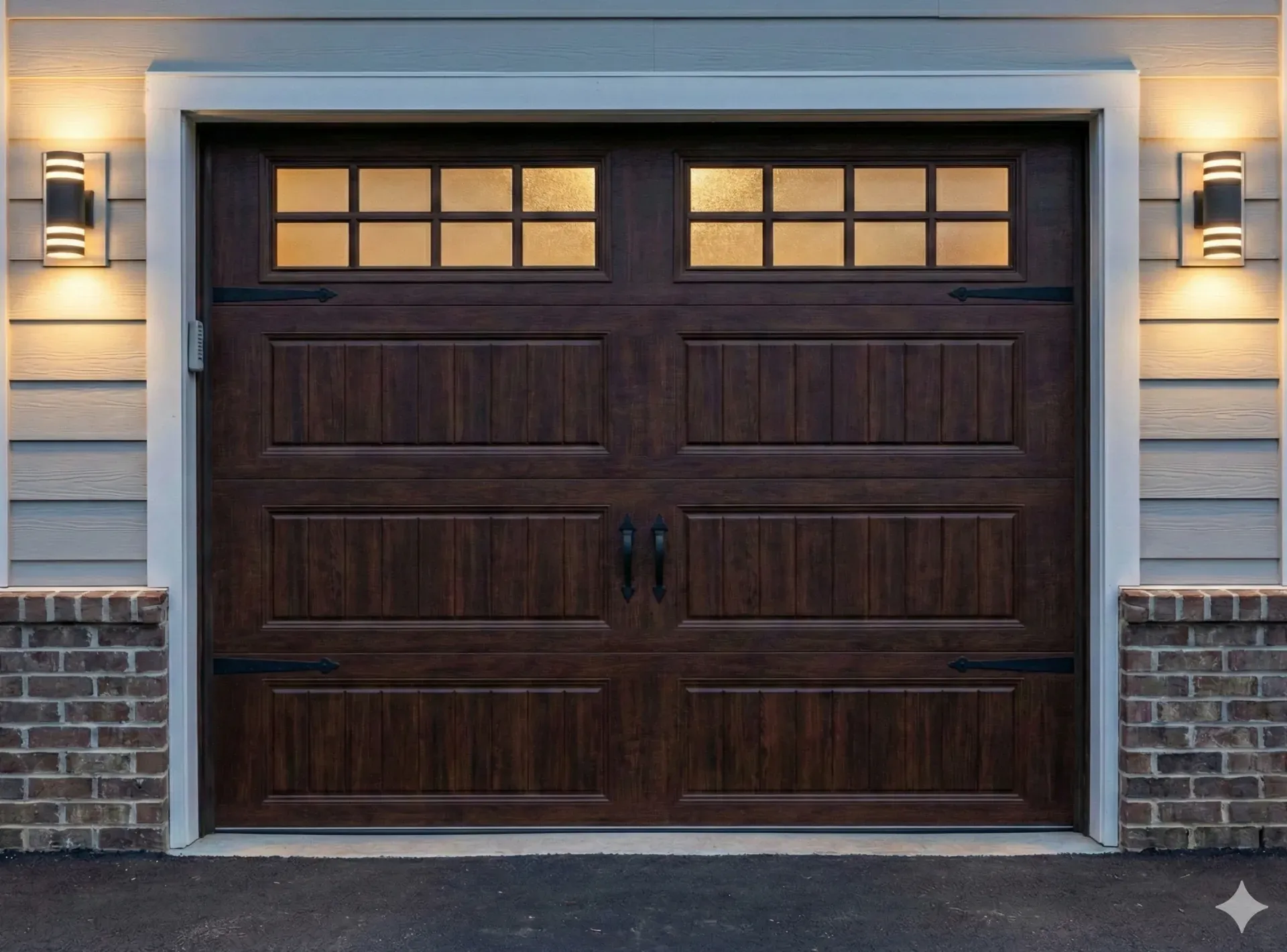 Garage door style example with a carriage-house finish