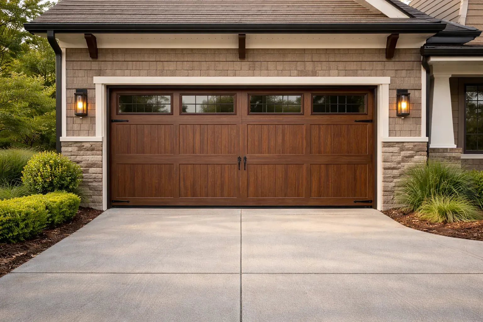 Garage door style example with craftsman carriage details