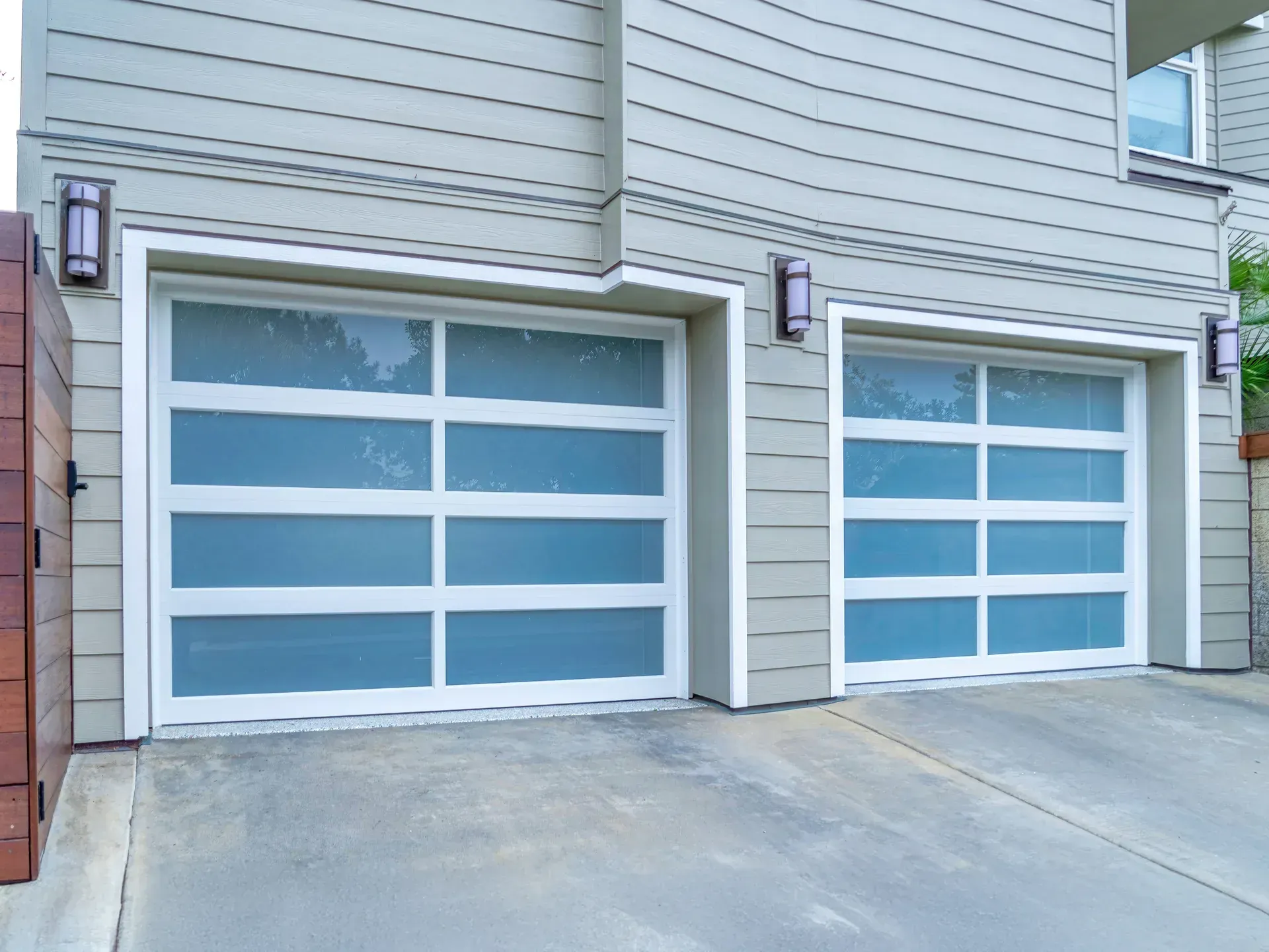 Garage door style example with white raised panels